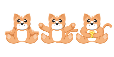 Obraz premium Cartoon doll cat for kids on isolated background, Vector illustration.