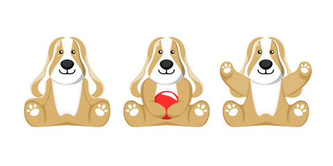 Cartoon doll dog for kids on isolated background, Vector illustration.