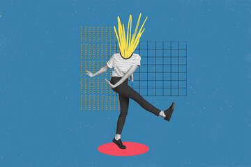 Collage memories conceptual photo of headless woman dance active overjoyed time before was...