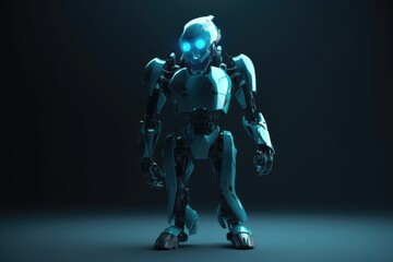 Fototapeta premium Humanoid Sci-Fi Cyborg Robot Portrait generative AI.