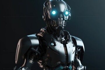 Humanoid Sci-Fi Cyborg Robot Portrait generative AI.