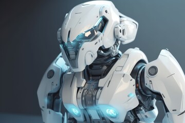 Humanoid Sci-Fi Cyborg Robot Portrait generative AI.