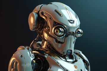 Humanoid Sci-Fi Cyborg Robot Portrait generative AI.