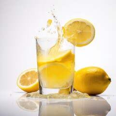 Lemon juice isolated on white background. Generative AI