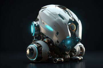 Humanoid Sci-Fi Cyborg Robot Portrait generative AI.