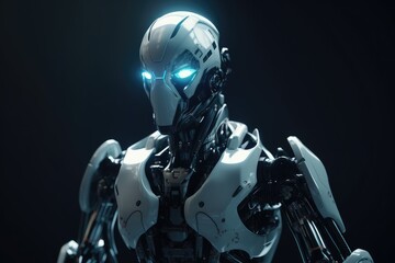 Humanoid Sci-Fi Cyborg Robot Portrait generative AI.