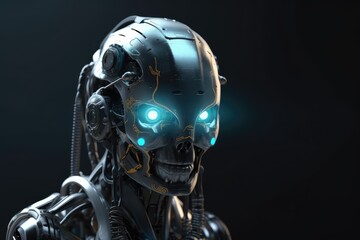 Humanoid Sci-Fi Cyborg Robot Portrait generative AI.