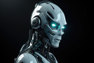 Humanoid Sci-Fi Cyborg Robot Portrait generative AI.