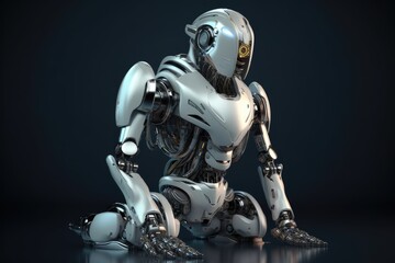 Naklejka premium Humanoid Sci-Fi Cyborg Robot Portrait generative AI.