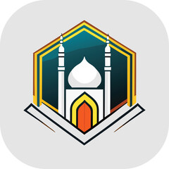 Modern mosque logo symbol or icon template, Mosque Leaf Creative Islamic logo design template, logo with a minimalist style.