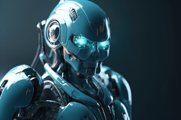 Humanoid Sci-Fi Cyborg Robot Portrait generative AI.