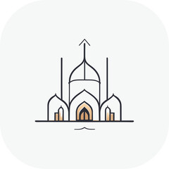 Modern mosque logo symbol or icon template, Mosque Leaf Creative Islamic logo design template, logo with a minimalist style.