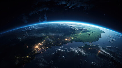 Fototapeta na wymiar the blue planet earth from space. Generative AI
