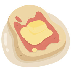 bread jam butter breakfast cute illustration 