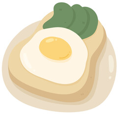 toast bread egg avocado breakfast cute illustration 