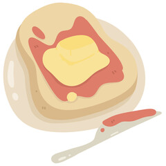 bread jam butter breakfast cute illustration 