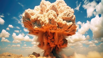 A devastating view of a nuclear explosion. Generative AI/