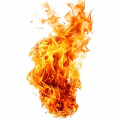 Burning Fire Flames on White Background generative AI