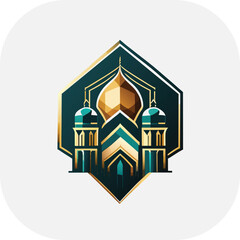 Modern mosque logo symbol or icon template, Mosque Leaf Creative Islamic logo design template, logo with a minimalist style.