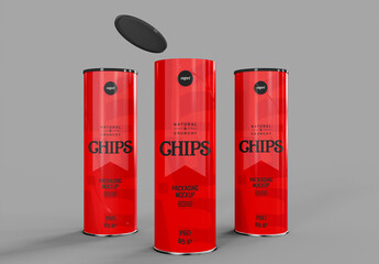 Three Snack Tube Mockup