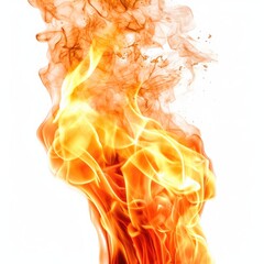 Burning Fire Flames on White Background generative AI