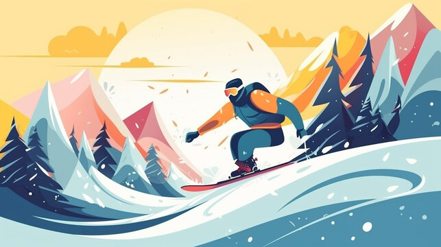 Um esquiador está esquiando