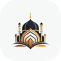 Modern mosque logo symbol or icon template, Mosque Leaf Creative Islamic logo design template, logo with a minimalist style.