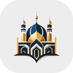 Modern mosque logo symbol or icon template, Mosque Leaf Creative Islamic logo design template, logo with a minimalist style.