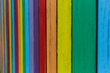 A painted fence colorful wooden background	