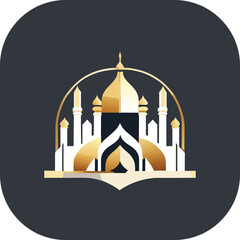 Modern mosque logo symbol or icon template, Mosque Leaf Creative Islamic logo design template, logo with a minimalist style.