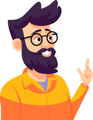 Man think idea with light bulb, flat style illustration.