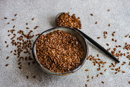 Bowl with oragnic flax seeds