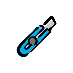 Utility knife - Stationery icon/illustration (Hand-drawn line, colored version)