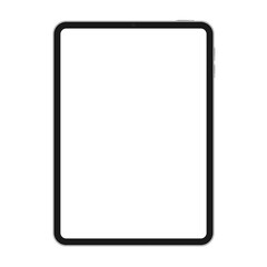 Tablet vector mockup with blank screen. Silver tablet display template isolated on white background.
