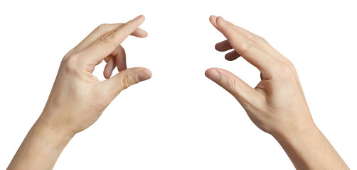 Hands holding something small, cut out