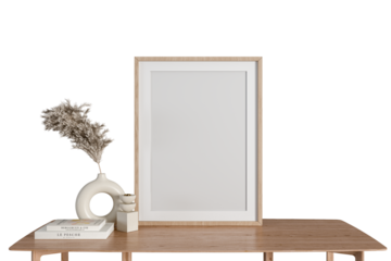 frame mockup with dried flower on white background