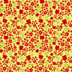 Delicate floral seamless botanical textile print, vector, hand drawn. Ditsy style, small flowers trendy pattern for textile, paper