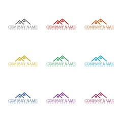 House company name logo template icon isolated on white background. Set icons colorful