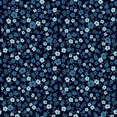Trendy seamless botanical textile pattern.Delicate blue floral print with small blue flowers for fabric or paper.
Cute botanical flower pattern hand drawn vector, ditsy style, trendy textile print
