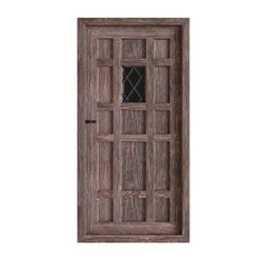 Brown Close Interior Door. Realistic 3D Render. Cut Out. Front View.