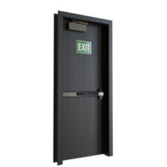 Black Close Interior Door. Realistic 3D Render. Cut Out. Side View.