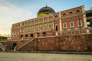 Fototapeta premium Amazon Theater, Manaus Brazil Urban Landscape, Historical Landmark of Amazonas Largest City 