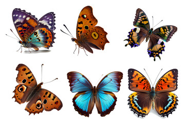 beautiful butterflies for decoration content on transparent background (png)