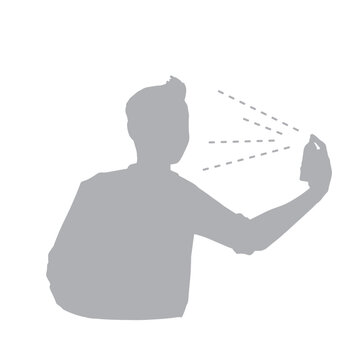 recommend clip art: 顔にスプレーをかけている男性のシルエットイラスト