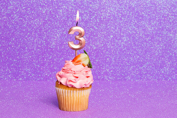 Cupcake With Number For Celebration Of Birthday Or Anniversary