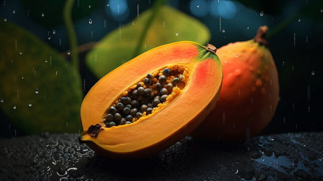 dragon fruit on black background HD 8K wallpaper Stock Photographic Image