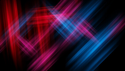 Abstract background blurred blue pink red colorful rays light on black with the gradient texture lines effect motion design pattern graphic.	
