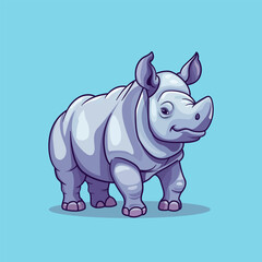 Fototapeta premium Cute Rhinoceros cartoon mascot character with fun color. vector illustration