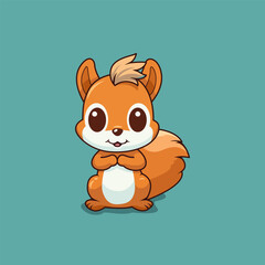 Obraz na płótnie Canvas cute squirrel cartoon mascot character with beautiful eyes. vector illustration