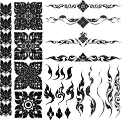 Thai Art Silhouettes used as Decorations and Motifs Additional Decorative Elements